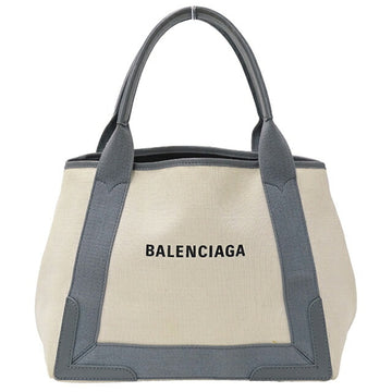 BALENCIAGA Bag Women's Tote Canvas Navy Cabas S Natural Gray