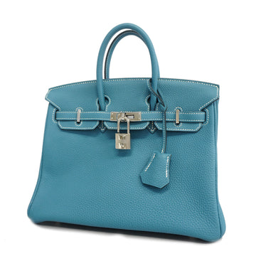 Hermes Birkin 25 P Stamp Women's Leather Handbag Blue Jean