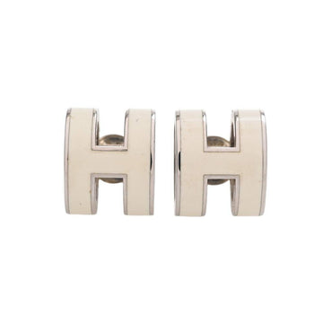HERMES Pop Ash Earrings Silver/White Ladies