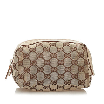 Gucci GG Canvas Pouch 29595 Beige Brown Leather Ladies GUCCI