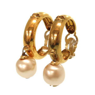 Chanel Pre-owned 1993 Faux-Pearl CC Tassel Clip-On Earrings - Gold