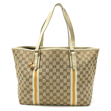 Gucci GG Canvas Sherry Line Tote Bag Shoulder Khaki Beige Ivory Yellow 139260