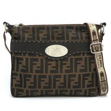 FENDI Zucca Selleria Women's Shoulder Bag 8BT092 Jacquard Brown