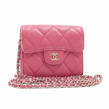 Chanel Chain Matelasse Women's Pink Lambskin AP0238 Shoulder Pochette Cocomark