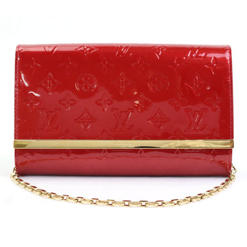 LOUIS VUITTON Shoulder Bag Diagonal Monogram Verni Clutch Anna Patent Leather Red Gold Women's M90092