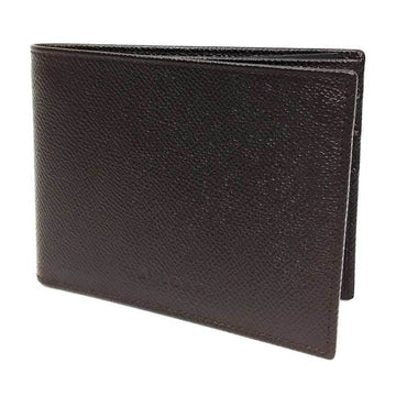 BVLGARI bill compartment folding grain leather brown men's wallet