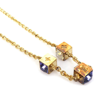 LOUIS VUITTON Necklace Collier Gamble Metal/Rhinestone Gold/Purple Unisex