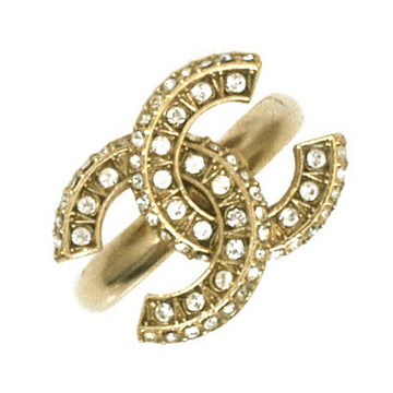 Chanel Ring Gold Clear Stone Cocomark No. 13 GP A16 V CHANEL Rhinestone Women's