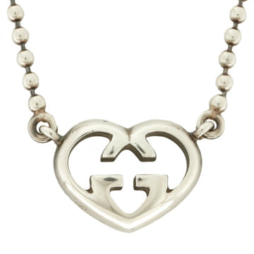 Gucci SV925 Necklace Heart GG Interlocking G Silver Ladies 925
