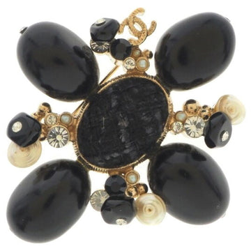 Chanel Coco Mark Gold Plated Black 05A Women's Brooch