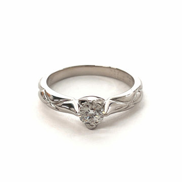 CHANEL Matelasse Fine Jewelry Ring Pt950 Platinum Diamond 8.5 Silver Ladies