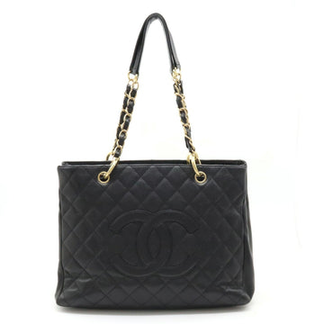 CHANEL Matelasse Coco Mark GST Tote Chain Bag Shoulder Caviar Skin Leather Black A50995