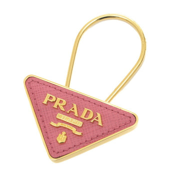 PRADA Triangle Logo Key Hook Saffiano Leather/Metal Pink/Gold 1PP301