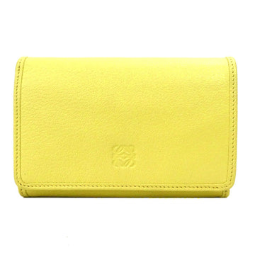 LOEWE Bifold Wallet Anagram Leather Light Yellow Silver Ladies