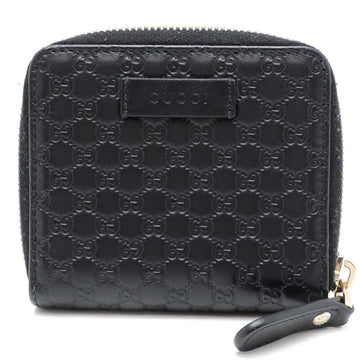 GUCCI Women's Bifold Wallet 449395 Micro Shima Leather Black
