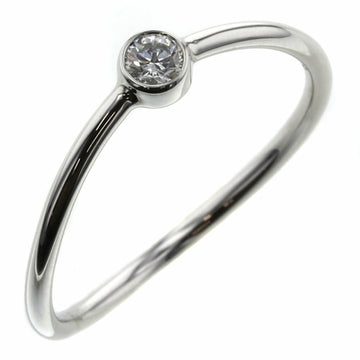 TIFFANY ring wave single row 1P platinum PT950 diamond 8.5 women's &Co.