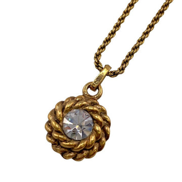 CHANEL 3643 Rhinestone Necklace Gold Ladies