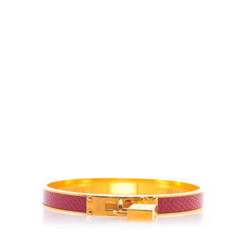 Hermes Kelly bangle red gold plated leather ladies HERMES