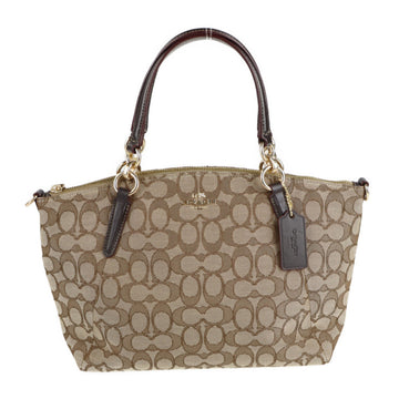 COACH signature handbag F58283 canvas leather beige dark brown 2WAY tote bag shoulder