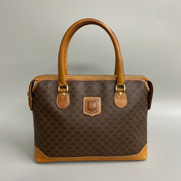 CELINE Macadam Blason Triomphe Leather Handbag Boston Bag Brown 53674