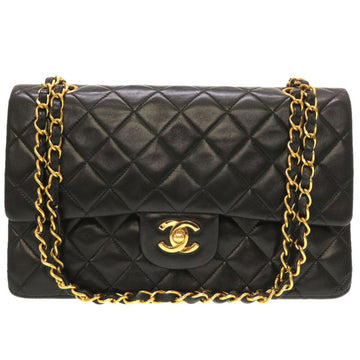 Chanel Matelasse 25 Lambskin Black 3rd Series W Flap Gold Chain Shoulder Bag Double Lid