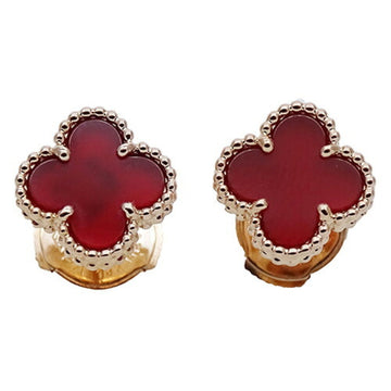 VAN CLEEF & ARPELS Earrings Sweet Alhambra Ladies Carnelian 750PG Pink Gold VCARN6BO00 Polished