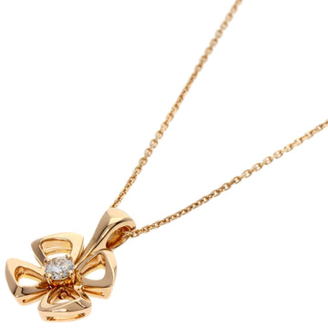 BVLGARI Fiorever Diamond Necklace K18 Pink Gold Women's