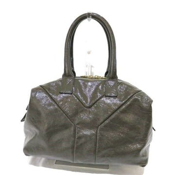 YVES SAINT LAURENT Gray Patent Leather Bag Mini Boston Ladies
