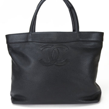 CHANEL Tote Bag No. 6 Caviar Skin Coco Mark Leather Black Ladies Chic