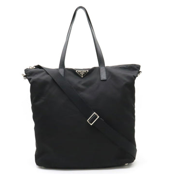 PRADA TESSUTO Tote Bag Shoulder Nylon Leather NERO Black BR4696