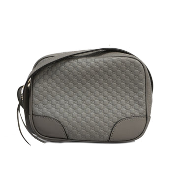 GUCCIAuth  Microssima Shoulder Bag 449413 Women's Leather Shoulder Bag Grayish