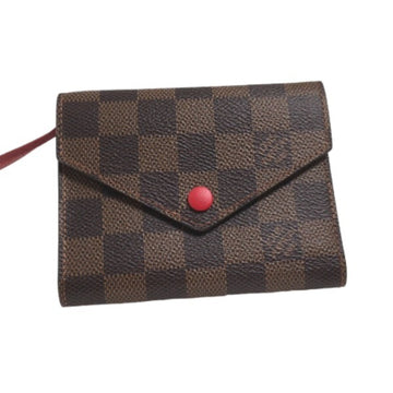 LOUIS VUITTON Card Case with Coin Monogram Portefeuille Victorine N41659  Red Trifold Wallet LV