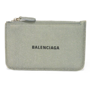 BALENCIAGA Coin Case Cash Long Card Holder Glitter Lame Silver New Logo Gray 637130 2102O 1501 Men's Women's Wallet