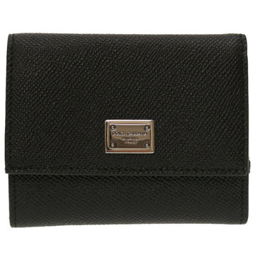 dolce and gabbana leather black trifold wallet