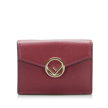 FENDI F is trifold wallet 8M0395 wine red leather ladies