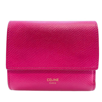 CELINE Compact Wallet Trifold Pink Ladies