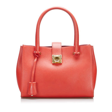 Salvatore Ferragamo Gancini Handbag AU21 D658 Red Leather Ladies