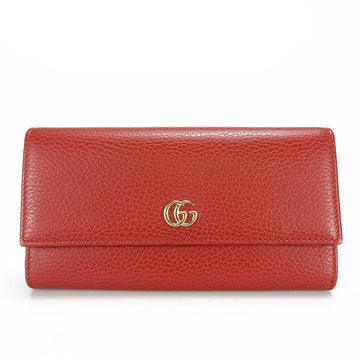 GUCCI 456116 Bifold Long Wallet Petit Marmont Leather Red Women's