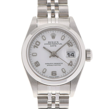 Rolex Oyster Perpetual Date 79160 Ladies SS Watch Automatic Winding White Dial
