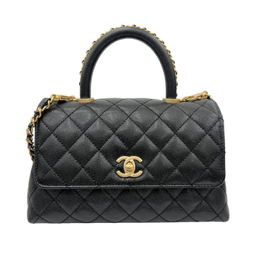 Chanel Coco Handle Top Flap Bag 24 2WAY Black Chain Gold Hardware Matelasse Caviar 2023 23P A92990 Shoulder Ladies New