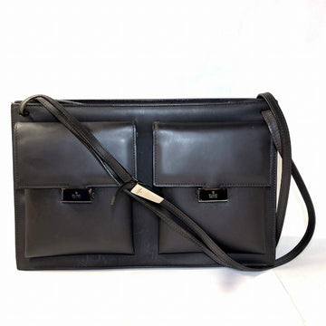 GUCCI 001 3175 Black Leather Bag Shoulder Ladies