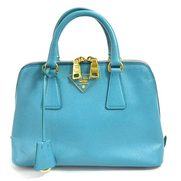PRADA handbag leather blue gold ladies