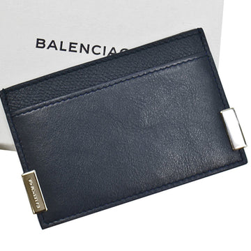 Balenciaga Card Case Black Silver Leather Pass Business Holder Ladies Men