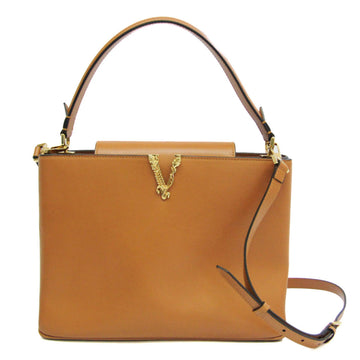 VERSACE Virtus Women's Leather Handbag,Shoulder Bag Brown