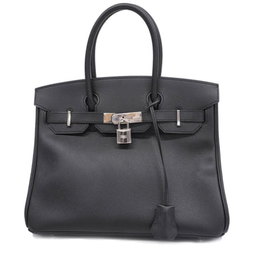 HERMES Handbag Birkin 30 N Engraved Vaux Epson Black Silver Hardware Women's