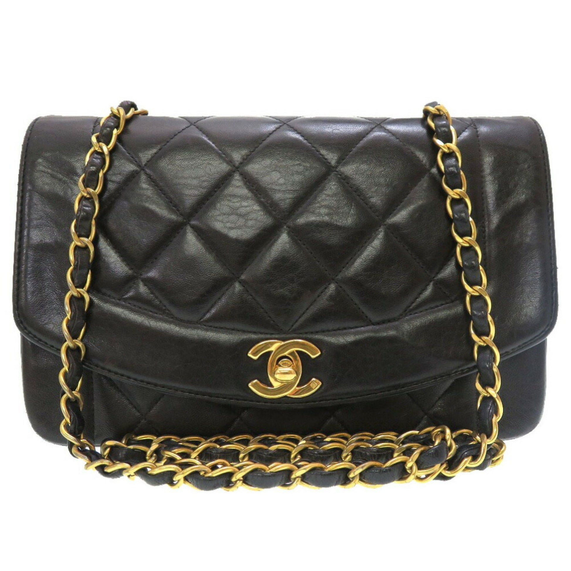 Chanel Diana 22 Small Matelasse Lambskin Black No.4 Gold Chain Shoulder Bag