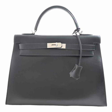 Hermes box calf Kelly 32 handbag black