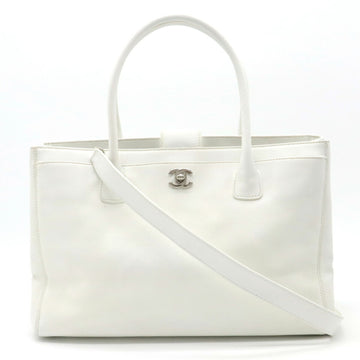 CHANEL Executive Line Coco Mark Tote Bag Handbag Shoulder White Pouch Missing A15206