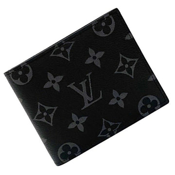 Bifold Wallet Portefeuille Marco NM Black Gray Monogram Eclipse M62545 Leather LOUIS VUITTON Fold Men's