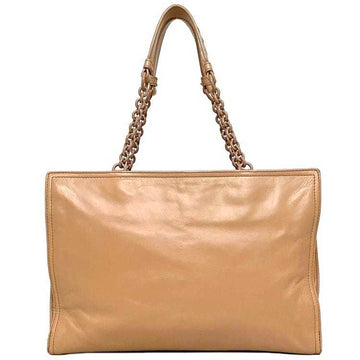BOTTEGA VENETA Tote Bag Pink Beige Intrecciato Chain Leather  Handbag Ladies Soft